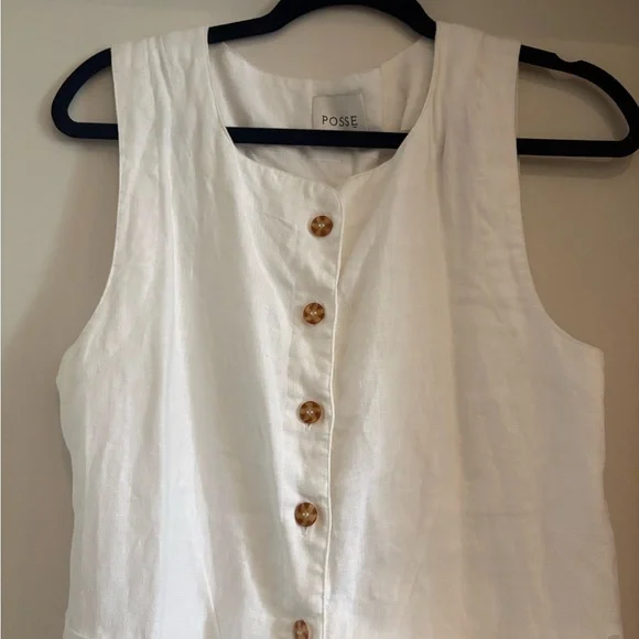Posse White Emma Vest in Linen. Size L. - Picture 4 of 7